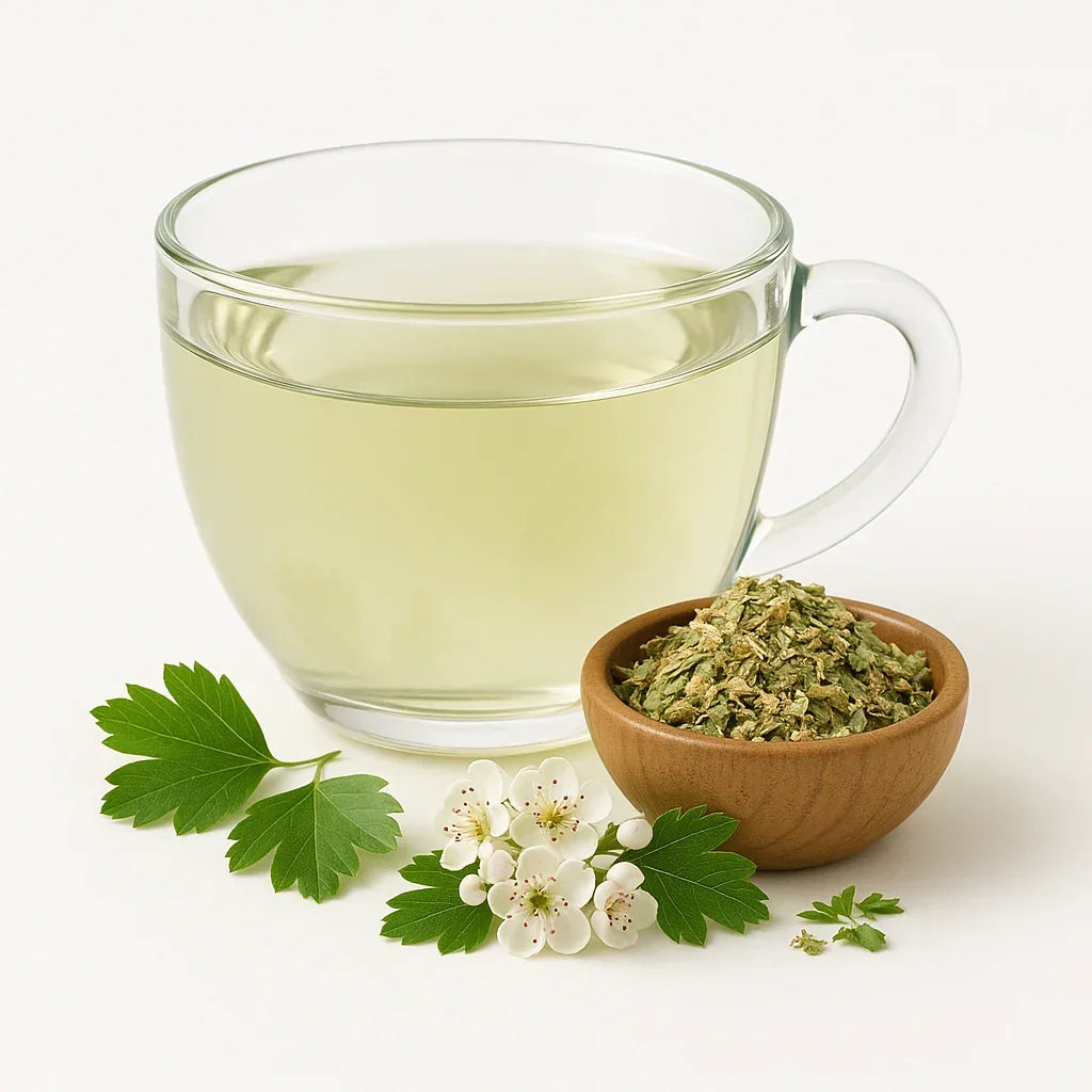 Weissdornblaetter_mit_Blueten_2 - Naturheiltee