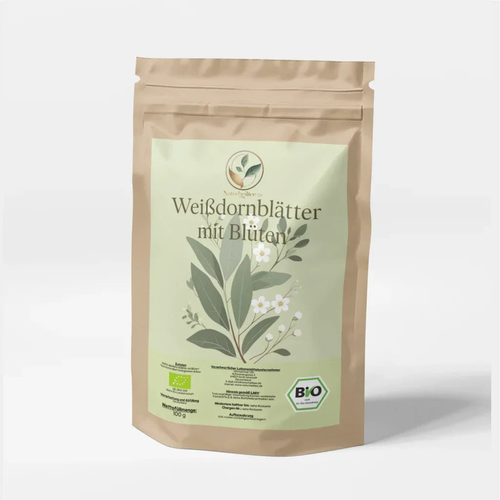 Bio Weißdornblätter mit Blüten - Naturheiltee